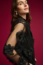 Load image into Gallery viewer, Sheer Textured Flower Appliqué Blouse