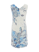 Load image into Gallery viewer, Blue Flowers Sleeveless Print Dress