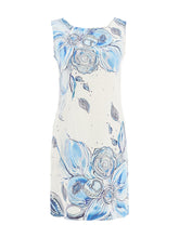 Load image into Gallery viewer, Blue Flowers Sleeveless Print Dress