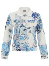 Load image into Gallery viewer, Blue Flowers Print Linen Jacket
