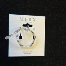 Load image into Gallery viewer, Merx Perla Silver Hoop Earrings with Mini Cubic Zirconia Inset
