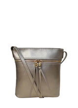 Load image into Gallery viewer, B.lush Crossbody Purse with Front Two-Way Zipper in Bronze, Black or Sky Blue

