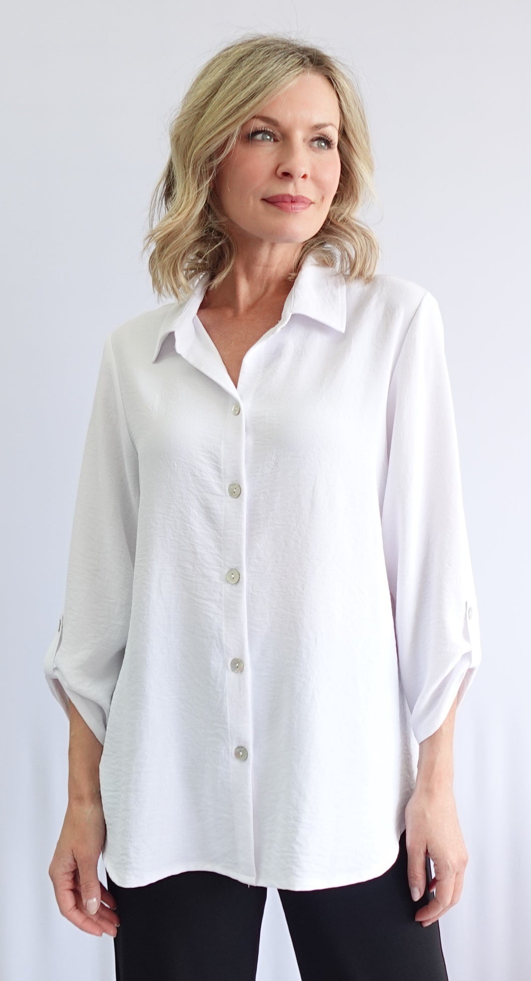 Soft Works Airflow Button Front Tunic Blouse