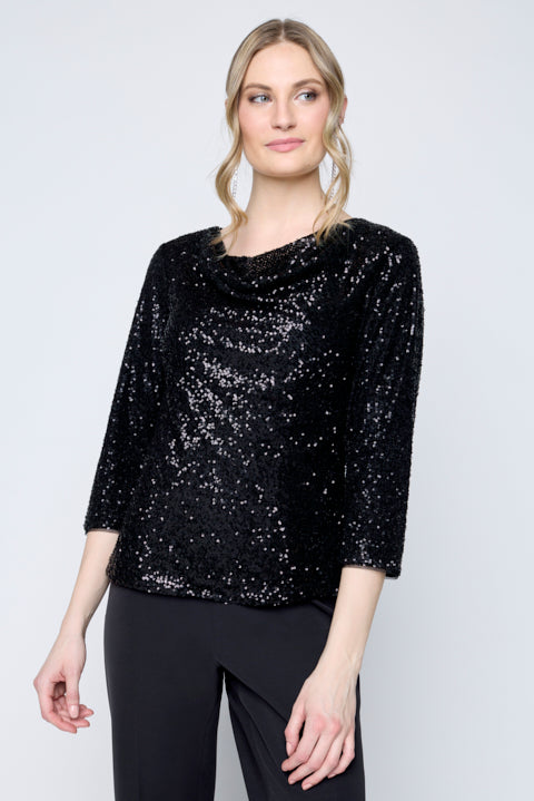 black silver sequin top