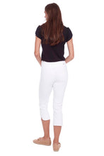 Load image into Gallery viewer, UP! Petal Slit Crop Pull On Slim Fit Pant in White Loom or Stone Loom
