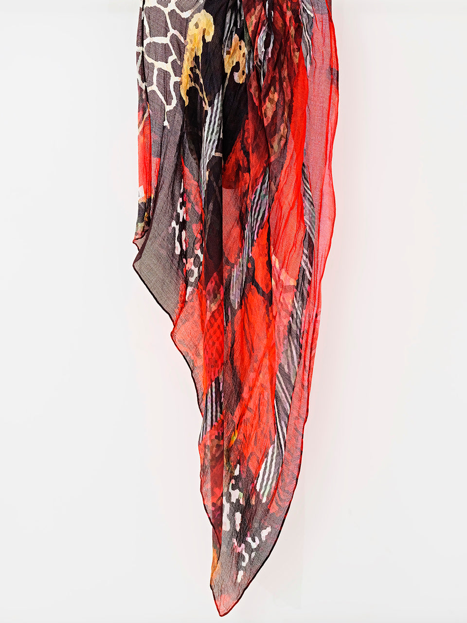 Dolcezza Simply Art “Red Black Quilt”Red Multi Print Scarf