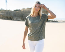 Load image into Gallery viewer, Marble Khaki Relaxed Fit Sunburst Cap Sleeve Tee
