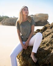 Load image into Gallery viewer, Marble Khaki Relaxed Fit Sunburst Cap Sleeve Tee
