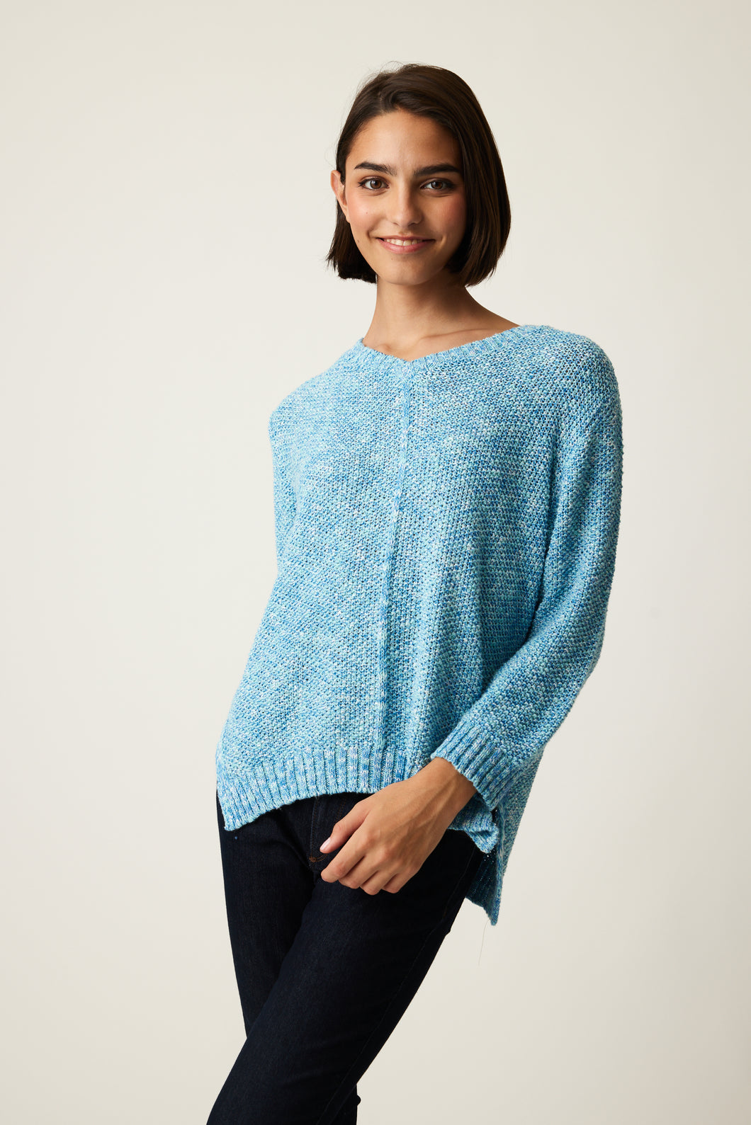 Parkhurst Cruise Blue Mix V-Neck Long Sleeve Sweater