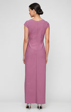 Load image into Gallery viewer, Alex Evenings Dark Mauve Cap Sleeve Tulip Overlay Skirt & Beaded Embellishment