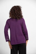Load image into Gallery viewer, Habitat Damson (Purple) Round Neck Sweater with Trim- 100% Cotton
