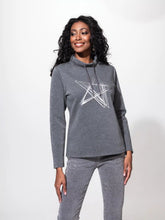 Load image into Gallery viewer, Alison Sheri Sweater with Silver Grey Star Design in Black or Grey
