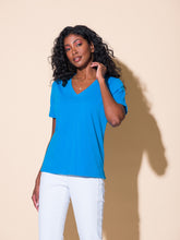 Load image into Gallery viewer, Alison Sheri V-Neck Short Sleeve Cotton Blend T-Shirt in Lavender or Turquoise
