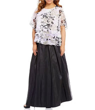 Load image into Gallery viewer, Alex Evenings Round Neck Wide Elbow Sleeve Multi Print Tiered Top
