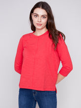 Load image into Gallery viewer, Charlie B 3/4 Sleeve Round Neck Organic Cotton Knit Top in Navy or Cherry

