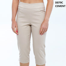 Load image into Gallery viewer, DeVia Pull On Capri with Front Pockets in Cement, Black, Denim
