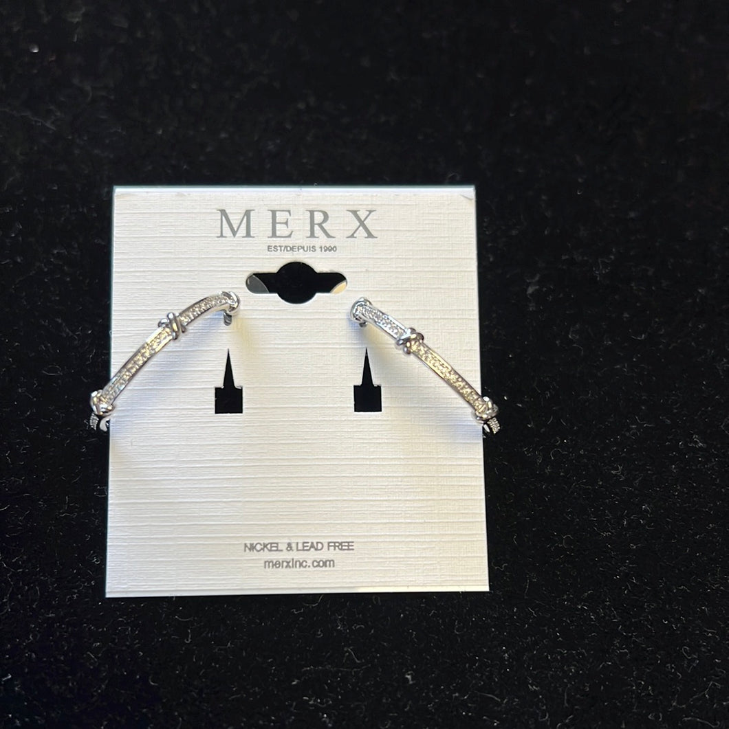 Merx Perla Silver Hoop Earrings with Mini Cubic Zirconia Inset