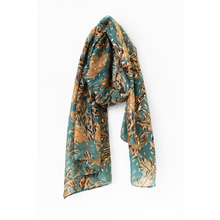 Load image into Gallery viewer, Caracol Lightweight Fall Floral Pattern Scarf in Teal or Black
