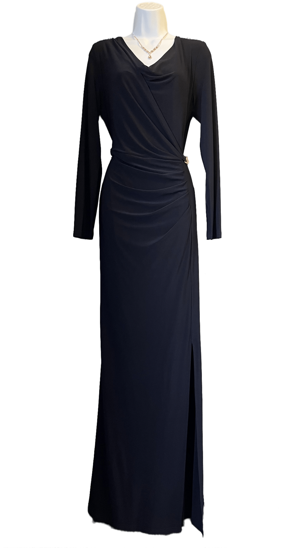 Joseph Ribkoff Midnight Blue Long Sleeve Cowl Neck Maxi Dress