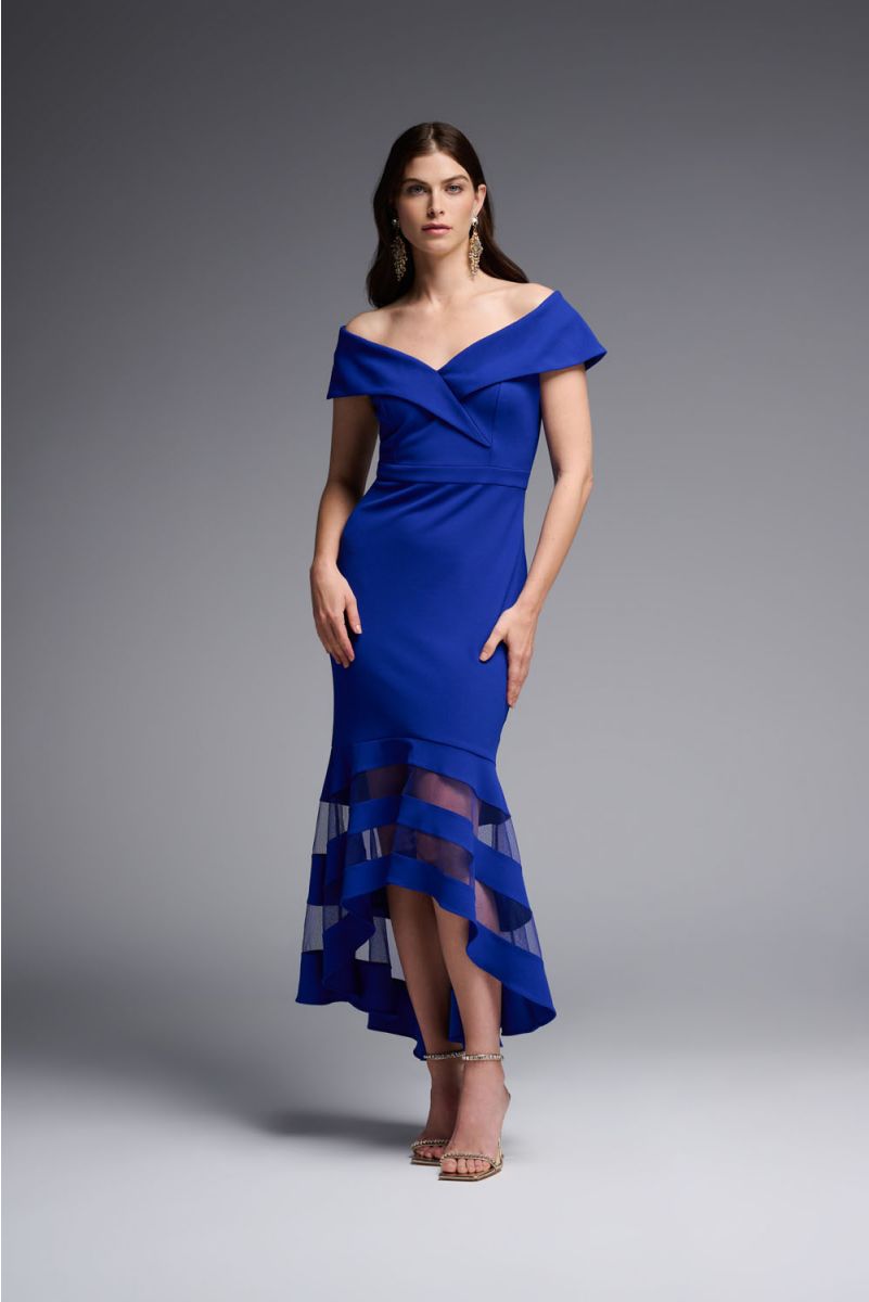 Joseph Ribkoff Dress 2237432922 | Sapphire Blue | Elegantes Abendkleid Mit Asymmetrischem Saum
