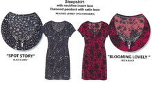 Load image into Gallery viewer, Charmour Peached Knit Sleep Shirts with Lace Insert, Satin Bow &amp; Pendant
