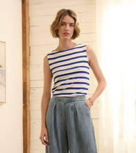 Load image into Gallery viewer, Hatley Stripe Round Neck Everyday Tank in Caviar or Blue Quartz
