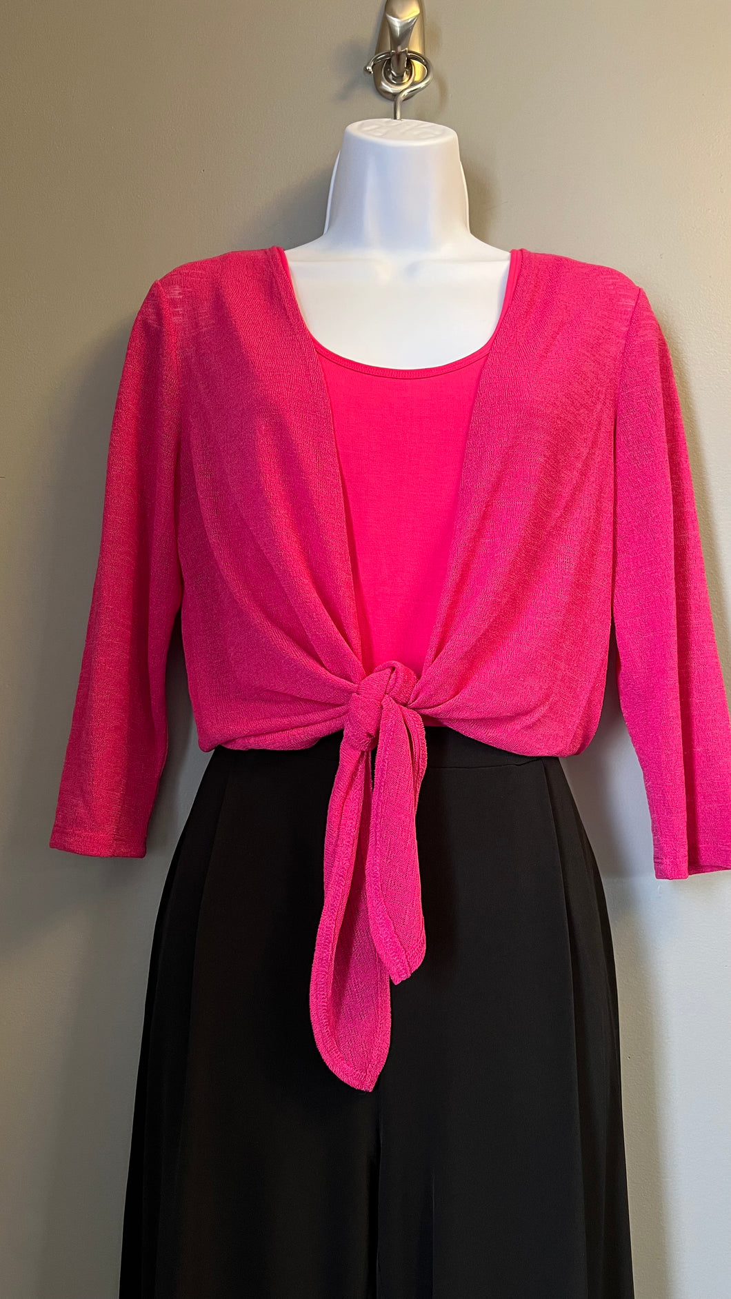 Soft Works Knit 3/4 Sleeve Tie Shrug available in Fuchsia, White or Black