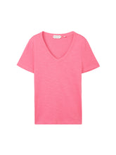 Load image into Gallery viewer, Tom Tailor Deep V-Neck Short Sleeve Cotton T-Shirt in Pink, Blue or White
