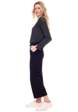 Load image into Gallery viewer, UP! Black Pull On Solid Ponte Wide Leg Crop Pant

