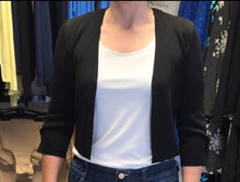 Load image into Gallery viewer, Joseph Ribkoff Sweater Knit Cover-Up with Pearl Ornament in Vanilla, Midnight Blue or Black