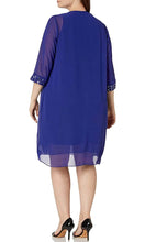 Load image into Gallery viewer, SLNY Sleeveless Beaded Scoop Neck Dress with Chiffon Jacket