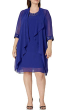Load image into Gallery viewer, SLNY Sleeveless Beaded Scoop Neck Dress with Chiffon Jacket