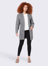 Load image into Gallery viewer, Dex Grey Melange Long Open Textured Stitch Cardigan
