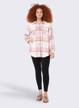 Load image into Gallery viewer, Dex Pink Taupe Button Front Plaid Shacket

