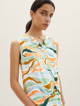 Load image into Gallery viewer, Tom Tailor Sleeveless V-Neck Colourful Wavy Design Print Blouse

