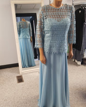 Load image into Gallery viewer, Jolene Light Blue Lace &amp; Sequins Gown
