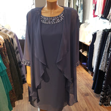 Load image into Gallery viewer, SLNY Sleeveless Beaded Scoop Neck Dress with Chiffon Jacket