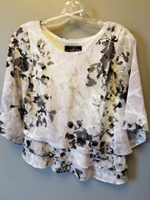 Load image into Gallery viewer, Alex Evenings Round Neck Wide Elbow Sleeve Multi Print Tiered Top
