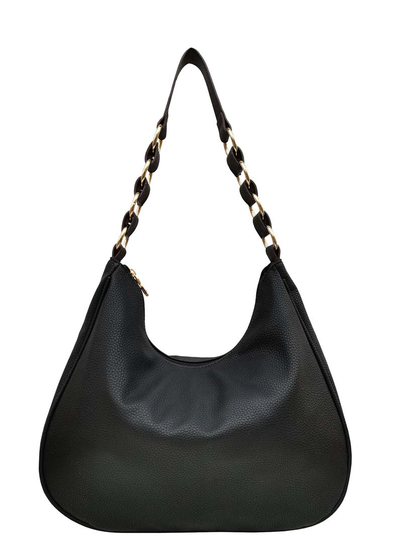 B.lush Black Hobo Bag with Metal Detail