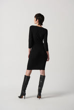 Load image into Gallery viewer, Joseph Ribkoff 3/4 Sleeve V-Neck Wrap Dress in Black or Midnight Blue
