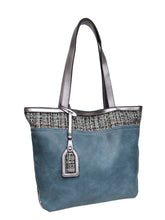 Load image into Gallery viewer, B.lush Classic Tote with Tweed Detail in Turquoise
