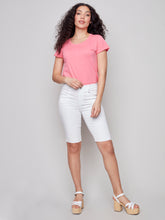 Load image into Gallery viewer, Charlie B White Twill Pull On Bermuda Shorts with Pockets
