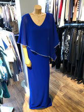 Load image into Gallery viewer, Joseph Ribkoff Silky Knit Chiffon Layered Gown with Cape
