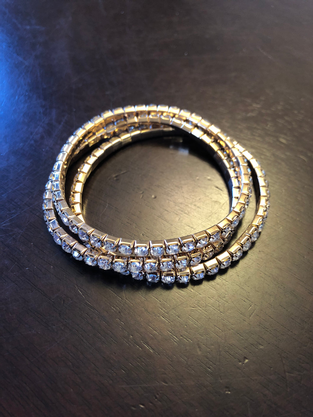 Fashion Jewelry Crystal Stretch Bracelet 3 Row Stack Set