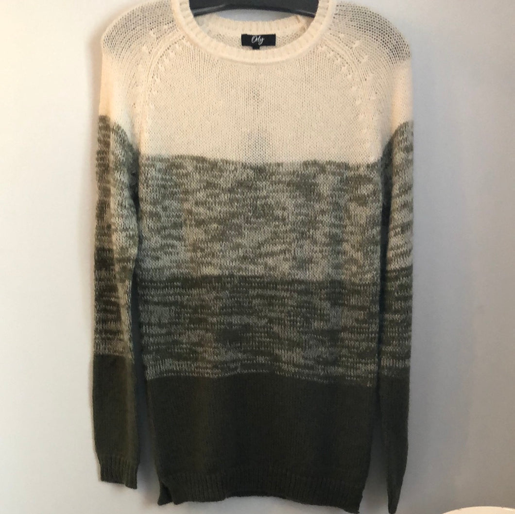 Orly Round Neck Loden Colour Block Multi Sweater