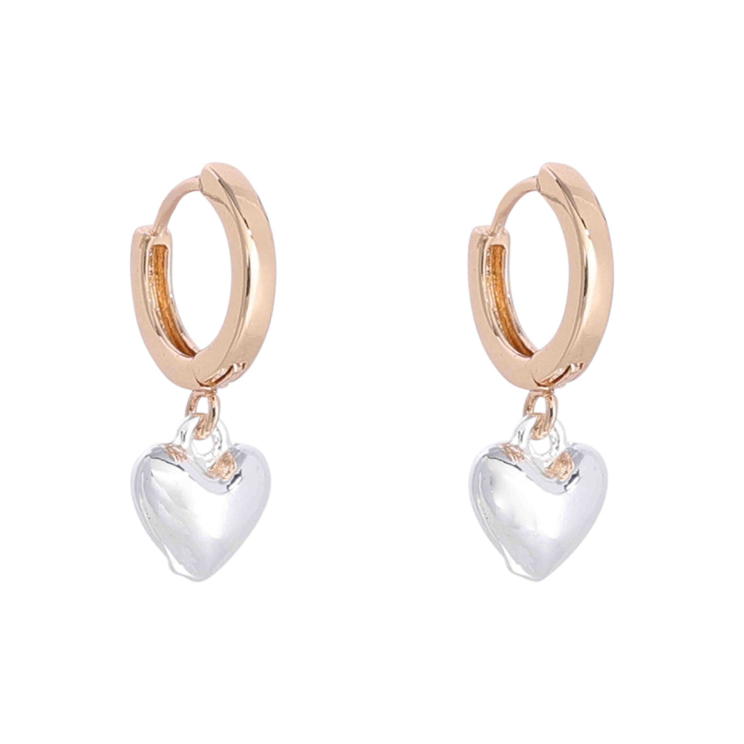 Merx Fashion Little Hoop Heart Earrings in Silver/Silver or Silver/Gold