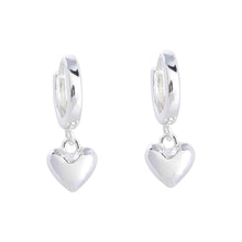 Load image into Gallery viewer, Merx Fashion Little Hoop Heart Earrings in Silver/Silver or Silver/Gold
