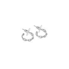 Load image into Gallery viewer, Merx Fashion Earring Shiny Silver Twisted Hoop Stud
