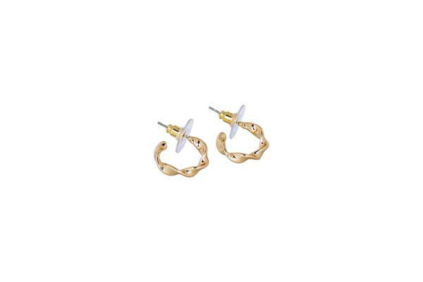 Merx Fashion Shiny Gold Twist Small C-Hoop Earrings