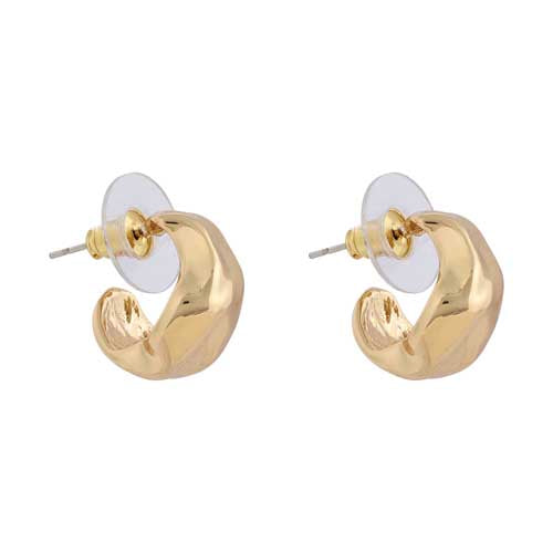 Merx Fashion Shiny Gold Small C Hoop Earring